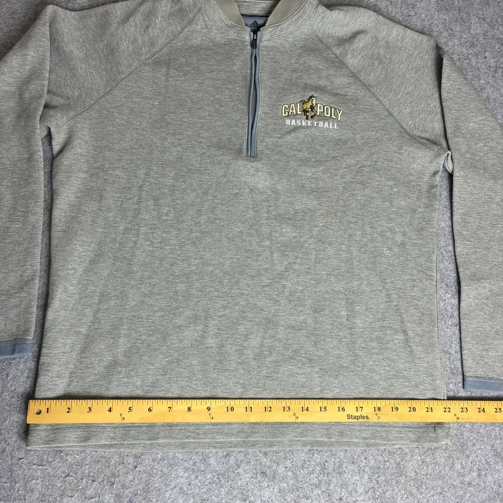 Adidas Cal Poly Basketball Men's Large Quarter Zip Pullover Gray Heathered